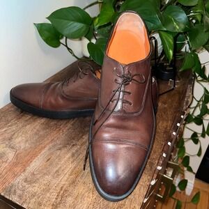 Santoni Darian 2450 Cap Toe Oxford Dress Shoes Brown Leather Mens 12 Career